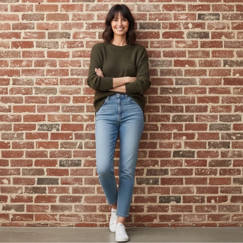 Madewell Thompson Pocket Pullover Sweater Heather Elm Green Size M - Picture 4 of 16